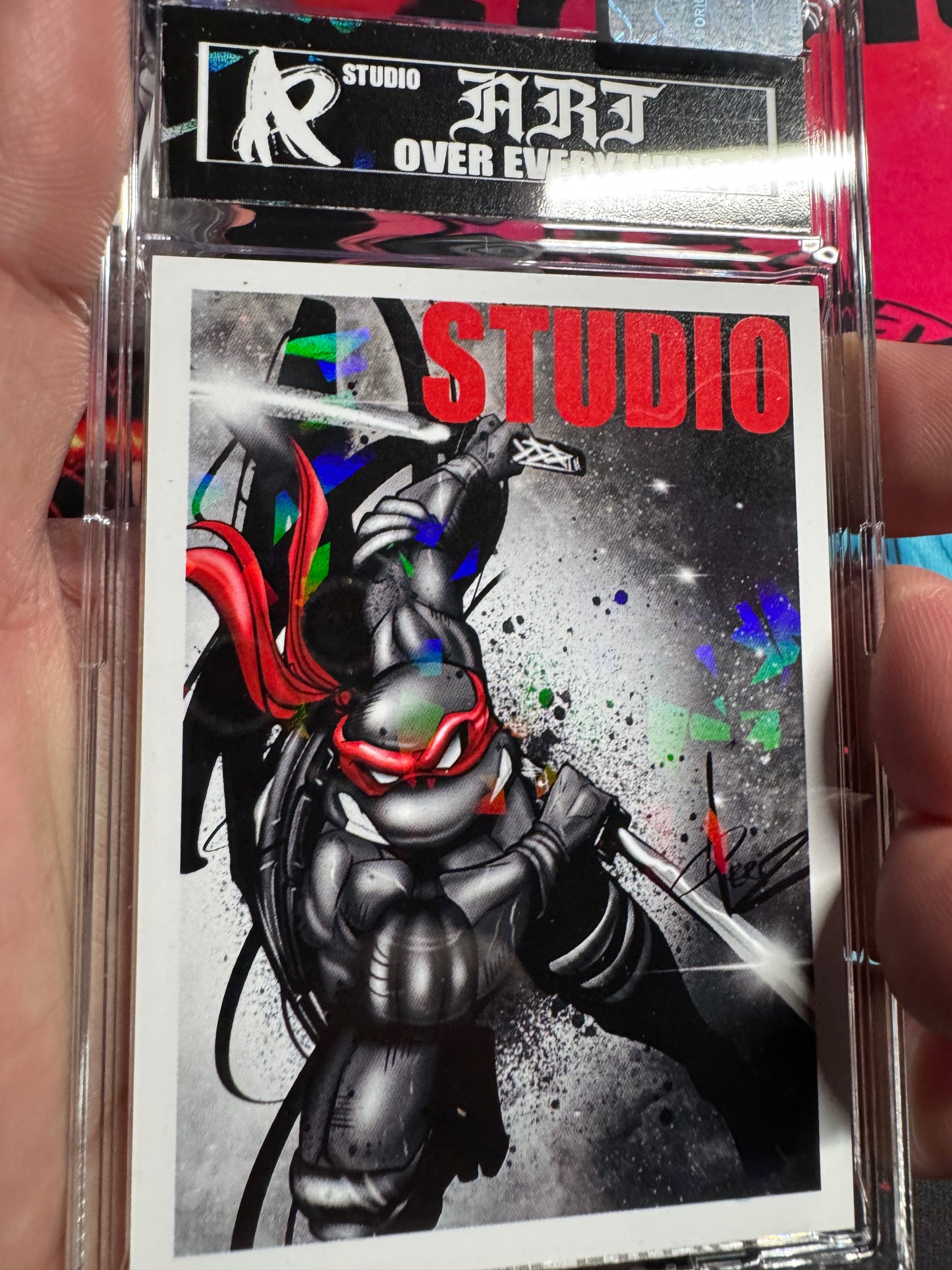 TMNT RED BANDANNA/ Leo: SERIES #2 -HOLOGRAPHIC ART Trading card